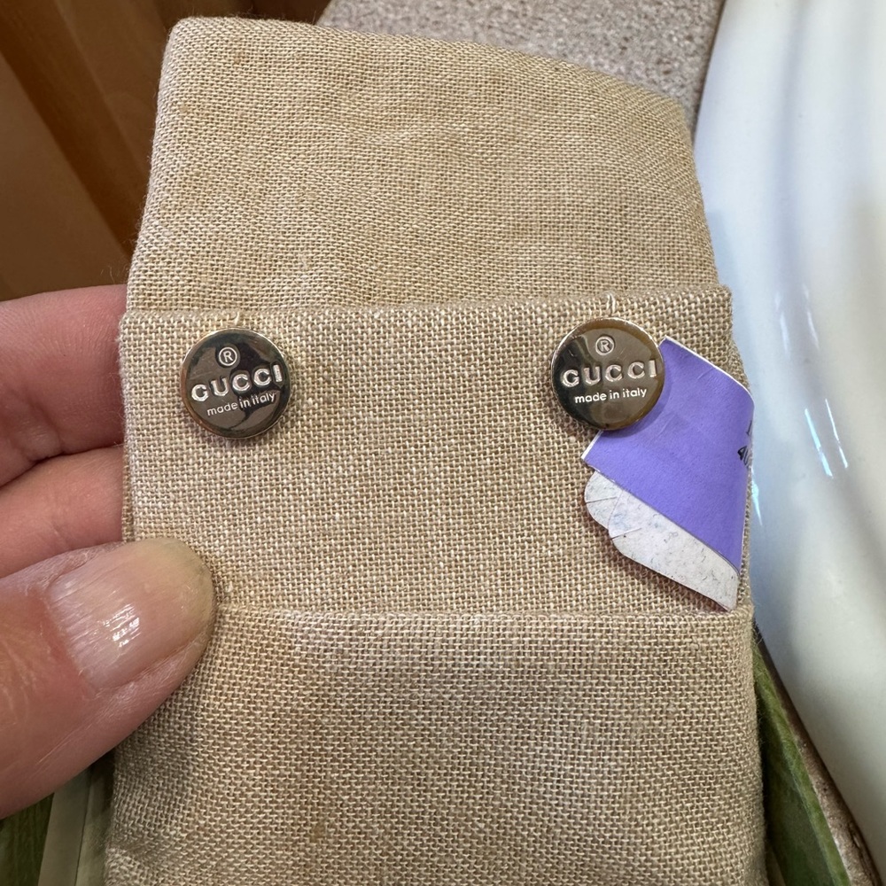 Gucci Trademark Sterling Silver Stud Earrings